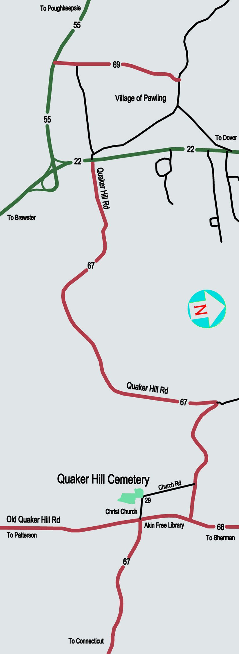 Quaker Hill Cemetery Map